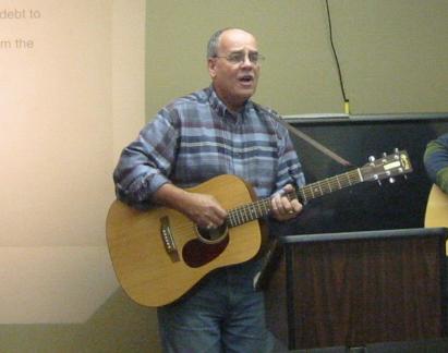 Ian leading praise and worship in Nain, Labrador.